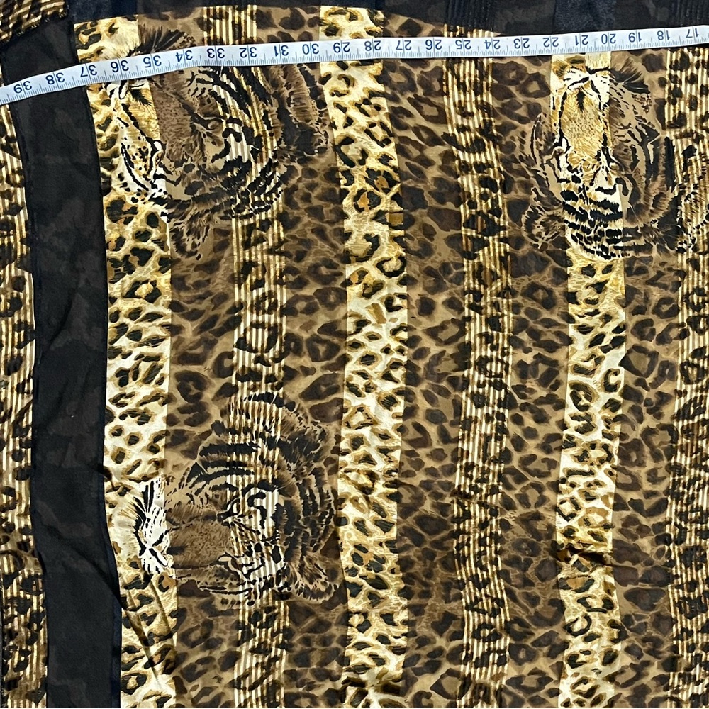 Leopard Print Satin Scarf - Black & Gold - Picture 8 of 8